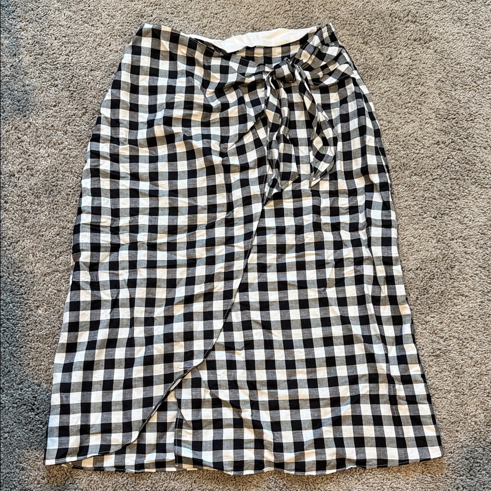 Madewell Asymmetrical Black and White Checkered Skirt